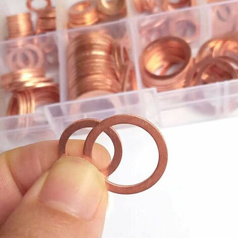 200pcs Joint en Cuivre Rondelles Joints Plate Résistant 9Types M5-M14 Bouchon De Carter D'huile Joint Vidange Moteur Assorti Pour Voiture