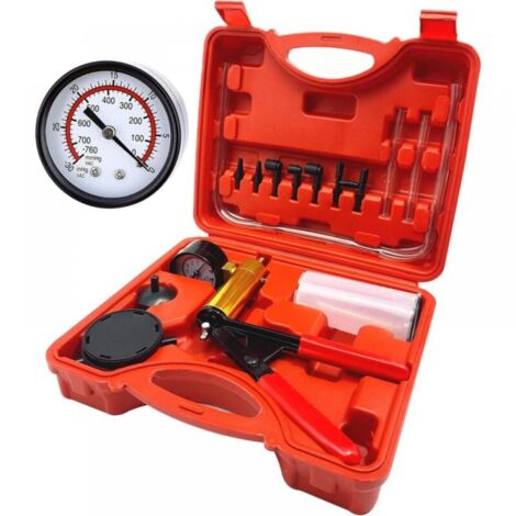 Kit Pompe a Vide Purge Liquide de Frein Vidange Manuelle Moto Voiture, Outil de Testeur de Pompe à Pression et Dépression Purgeur Liquide de Frein et Embrayag avec Adaptateurs Automobile