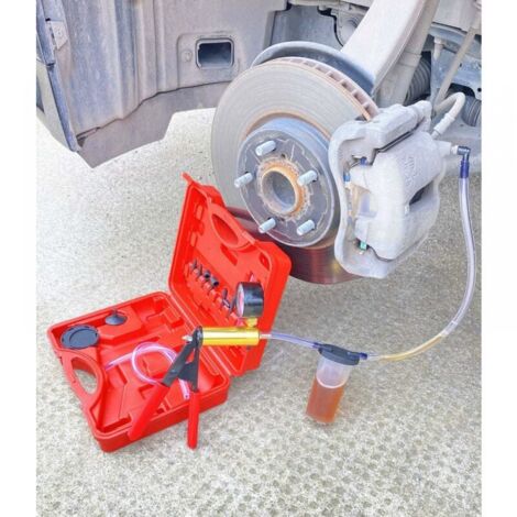 Kit Pompe a Vide Purge Liquide de Frein Vidange Manuelle Moto Voiture, Outil de Testeur de Pompe à Pression et Dépression Purgeur Liquide de Frein et Embrayag avec Adaptateurs Automobile