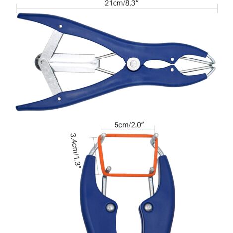 Pince à castration élastique en acier inoxydable pour bétail, porc, mouton, ceinture 100 anneaux en caoutchouc 21,5 cm bleu