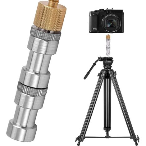 Adaptateur Fileté 1/4" Femelle Vers M5 Mâle - Pour Trépied, Micro, Appareil Photo, Lumière - Noir Aluminium