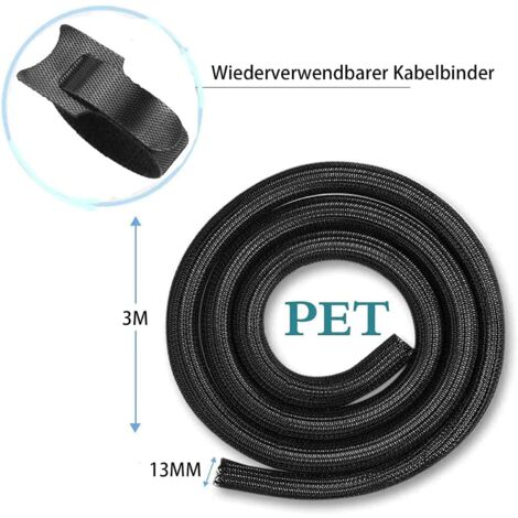Gaine Pour Câbles 3m - Diamètre 12-20mm - Protection Anti-Enchevêtrement Pour TV, Bureau, Maison