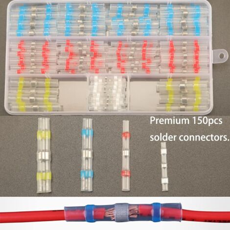150pcs Connecteur Bout à Bout Thermorétractable Cosses Electriques à 