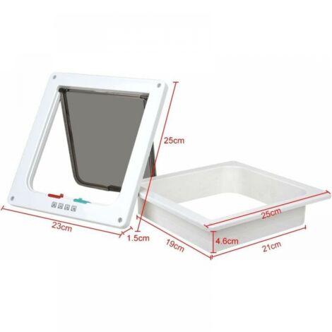 Grande chatière (dimensions extérieures 28 x 24,9 x 5 cm), chatière à 4 voies pour chats et petits chiens, facile à installer et à utiliser