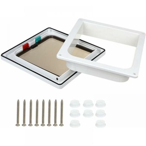 Grande chatière (dimensions extérieures 28 x 24,9 x 5 cm), chatière à 4 voies pour chats et petits chiens, facile à installer et à utiliser