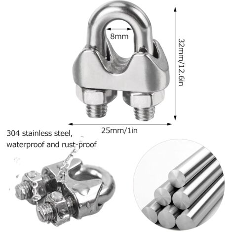 Pinces à Câble En U (U-bolt) En Acier - Tailles M6 Et M10 - Lot De 1 à 10 Pièces - Marque FS
