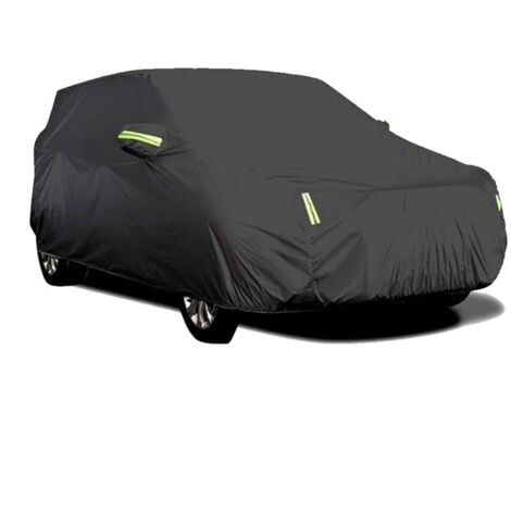 Housse de Voiture Extérieure Respirante Anti-UV - Protection contre Poussière et Neige - Bâche avec Boucles Fixes et Bandes Réfléchissantes - Noir (4,15 x 1,7 x 1,5 m)