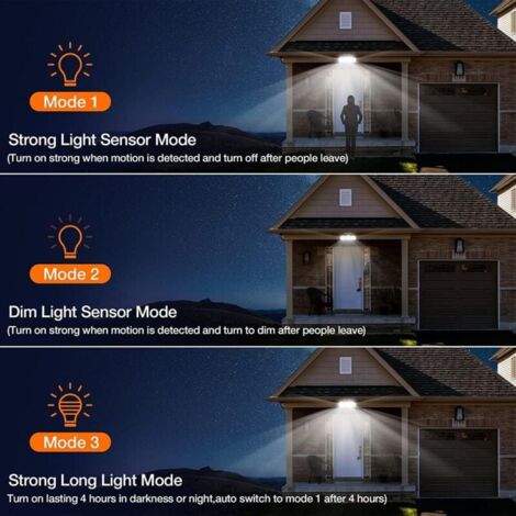 Lot de 2 projecteurs solaires extérieurs 138 LED 2200 lm avec télécommande, étanche IP65, 3 têtes réglables, grand angle 270°, lumière de sécurité sans fil pour garage, terrasse, porche, jardin