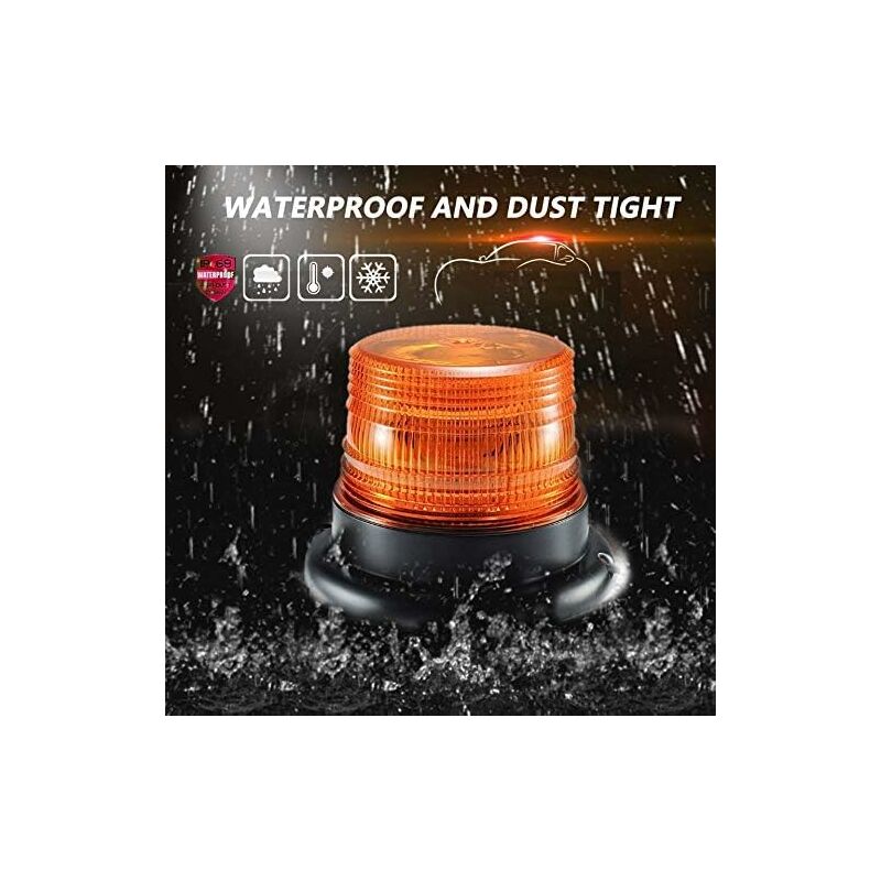 Gyrophare LED 12V/24V Avec Aimant - 72 LED Jaunes, 6 Modes, Câble 5m - Pour Camion, SUV, Voiture - 7