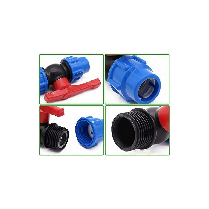 Vanne D'arrêt De Tuyau En PE Avec Filetage Externe, Vanne D'arrêt De Tuyau En Polyéthylène, Accessoires Réducteurs De Compression En Plastique Pour
