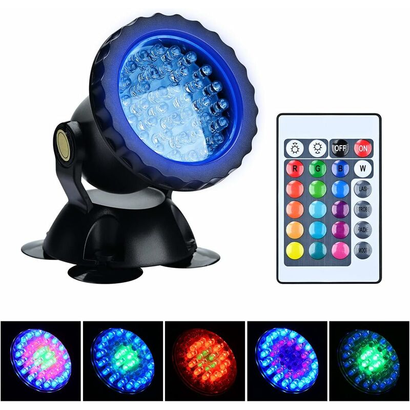 Projecteur Piscine LED , 35W Lampe Piscine extra-plats RGB Dimmable  Multicolore Changement LED Submersible avec Tlcommande,Angle de faisceau  140,IP68