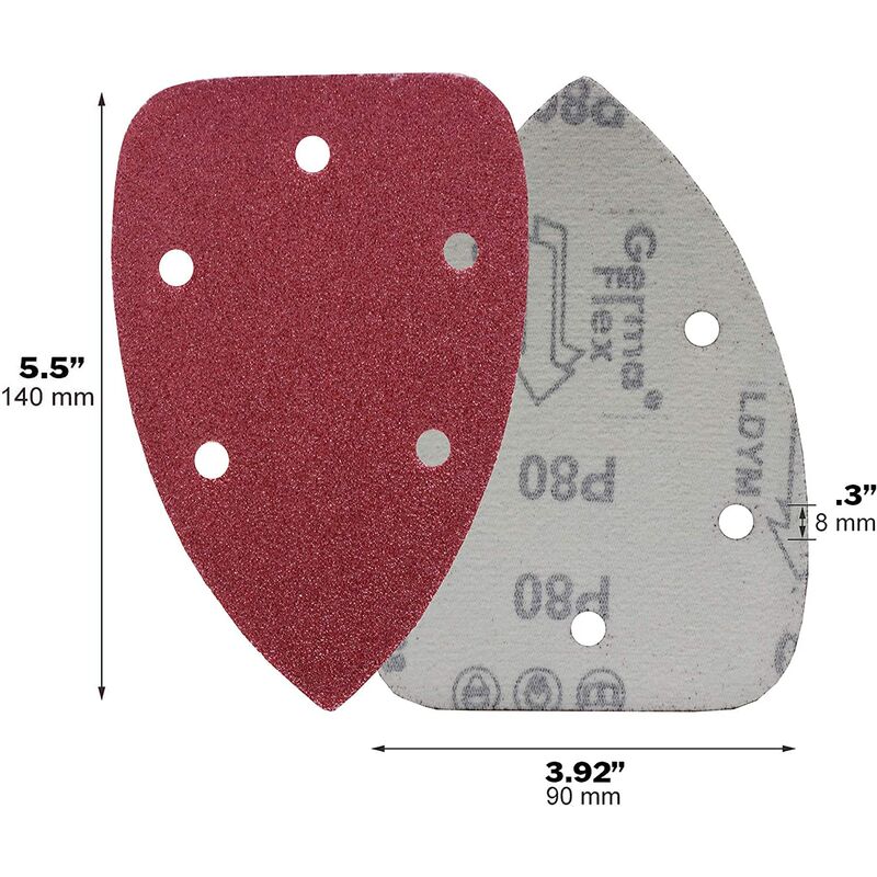 Glarks Lot De 100 Papiers Abrasifs Triangulaires De 90 Mm Avec Crochet Et Boucle 575826