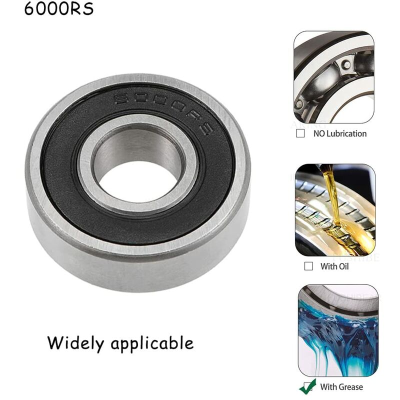 Roulements à Billes 6000ZZ P6 - 10x26x8 Mm - Double Joint Métallique, Pré-lubrifiés - Pour Skateboard, Trottinette, Vélos - 6