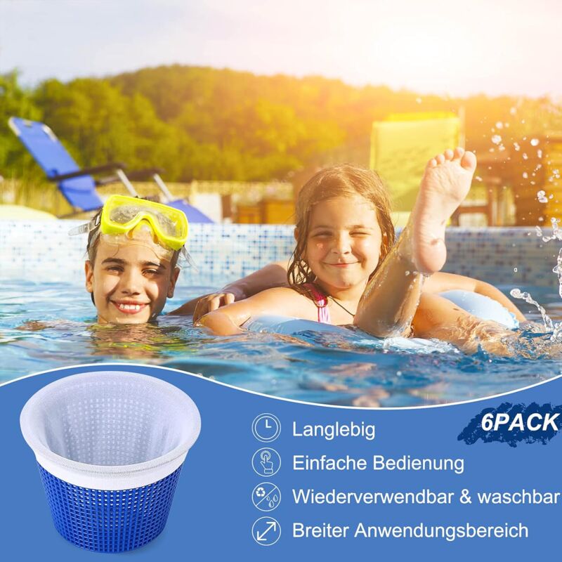 Chaussettes De Skimmer Pour Piscine - Lot De 6, Filet Filtrant Fin, 22x13 Cm, Pour Panier Skimmer, Entretien