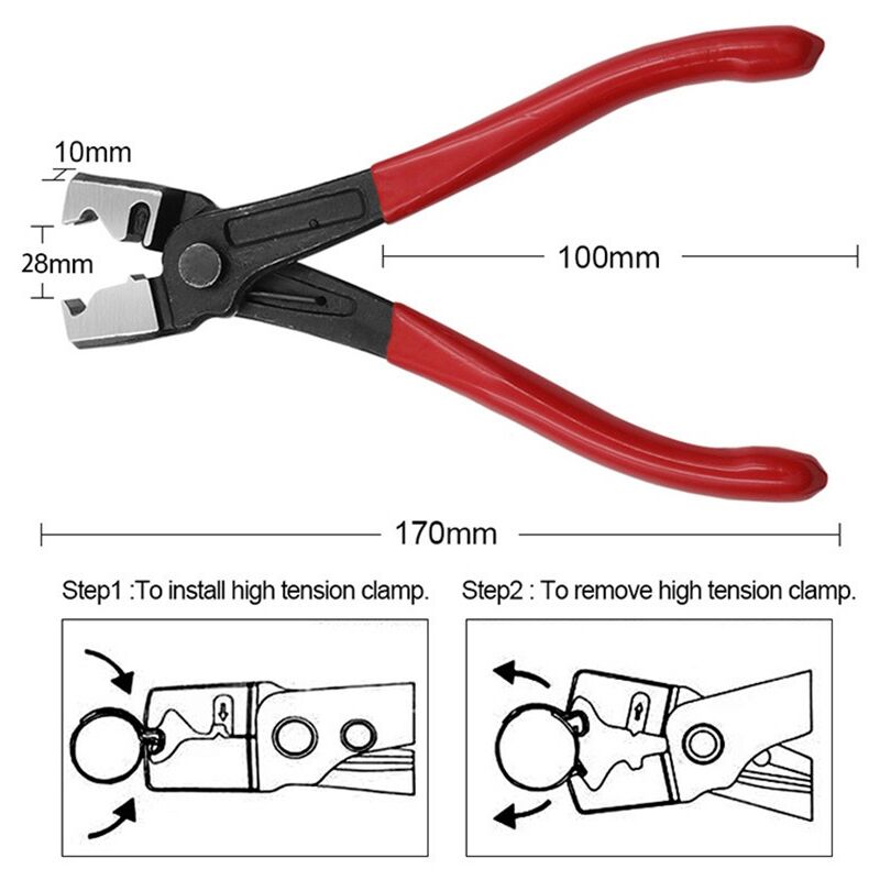 Pince à Colliers De Serrage Type Clic & Clic-R - Pour Tuyauterie Auto, Cardans CV - Poignée PVC Antidérapante