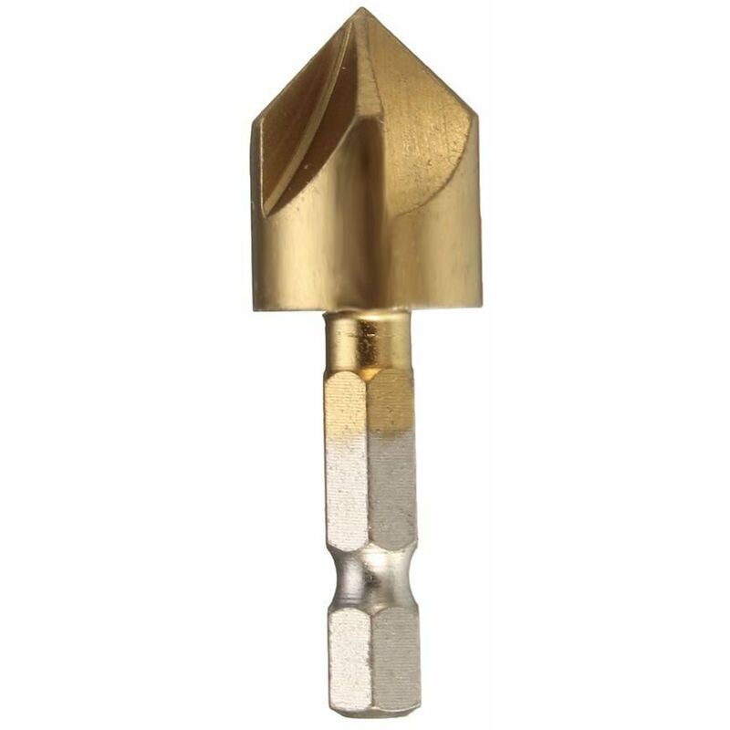 Bestgle Lot De 6 Fraises Coniques 5 Flûtes Revêtement Titane - Tige Hexagonale 1/4" - 82° Pour Bois 6 à 19 Mm