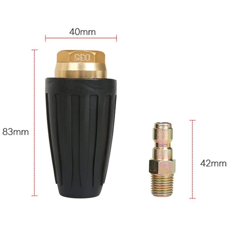 Buse Turbo 3000 PSI Pour Nettoyeur Haute Pression - Rotation 360°, Connexion Rapide 1/4", Acier Inox + Céramique, Idéale Pour Rouille, Écorce & Décapage