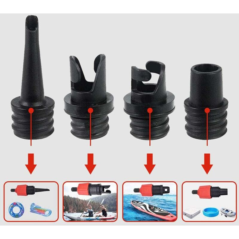 Adaptateur Valve Kayak Gonflable - 4 Buses Pour Pompe à Air SUP/canoë