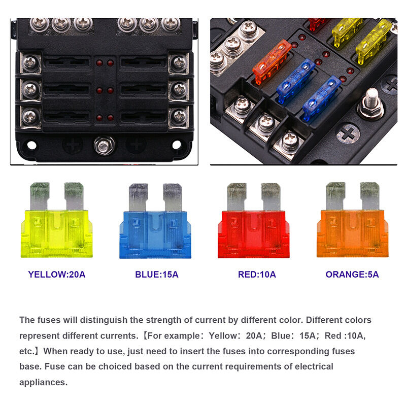 6 Voies Boîte À Fusibles,Fusible De Voiture,Circuit Indépendant