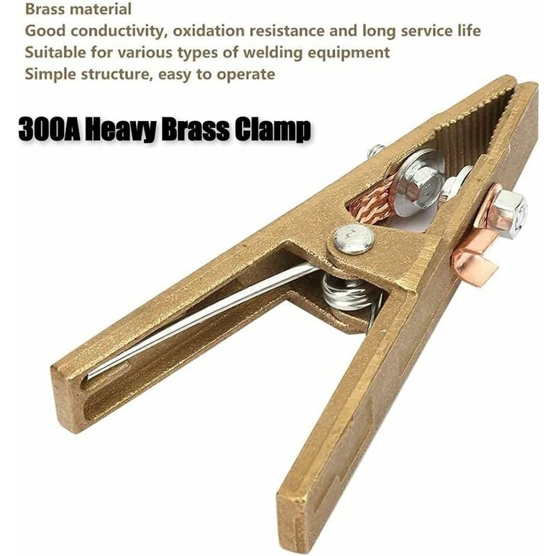 Pince De Masse Soudure 500A Avec Étui Cuir - Fer + Laiton - Robuste & Bonne Conductivité