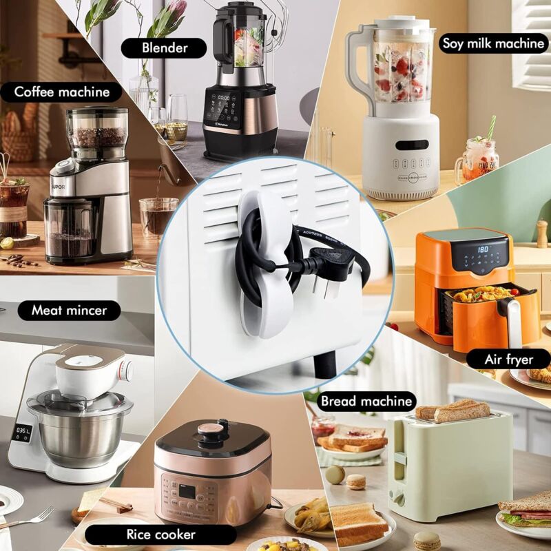12 Clips Organisateurs De Câbles Pour Appareils De Cuisine - En Caoutchouc, Adhésif Fort, Range Mélangeur, Cafetière…
