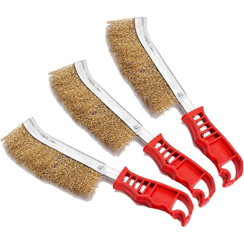 6 PcsBrosse Metallique A Main: 2 Grandes Brosse Métallique En Acier, 1 Brosse Laiton, 3 Petites Brosses Métalliques En Acier Inoxydable Nylon Laiton Pour Nettoyer Rouille Peinture Scories De Soudure