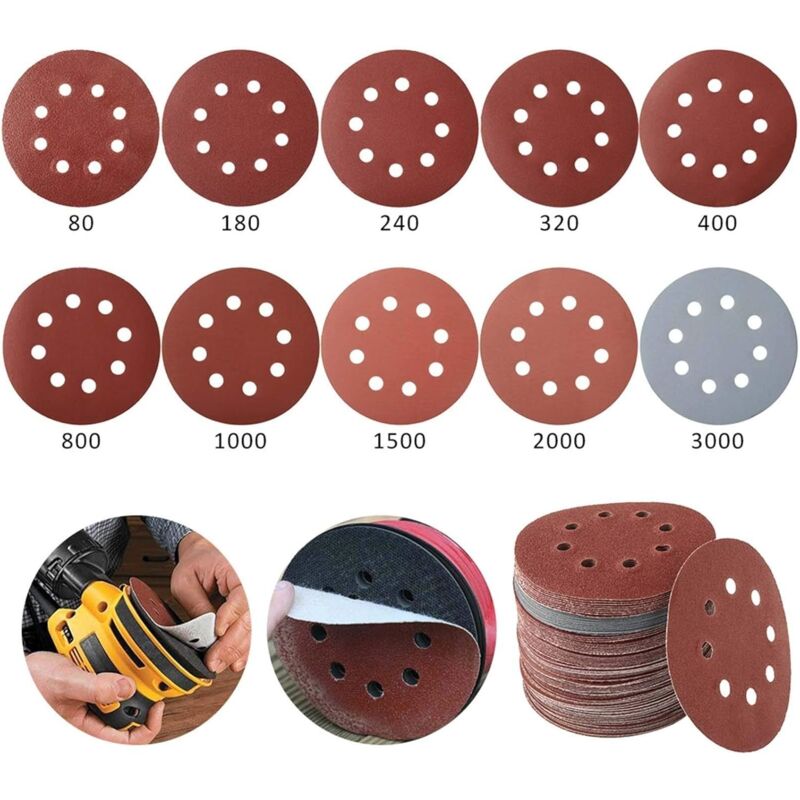 Lot De 5 Disques Abrasifs Maille 125 Mm Grain 240 – Pour Ponceuse Orbitale, Bois, Peinture, Plâtre - 4