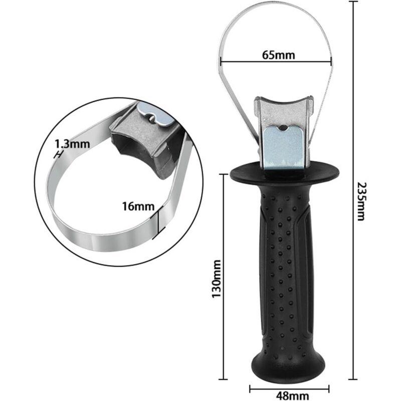 Poignée Avant Réglable Pour Marteau Perforateur - Plage De Diamètre 46 à 52 Mm, Design Antidérapant Et Confortable, En Plastique Noir
