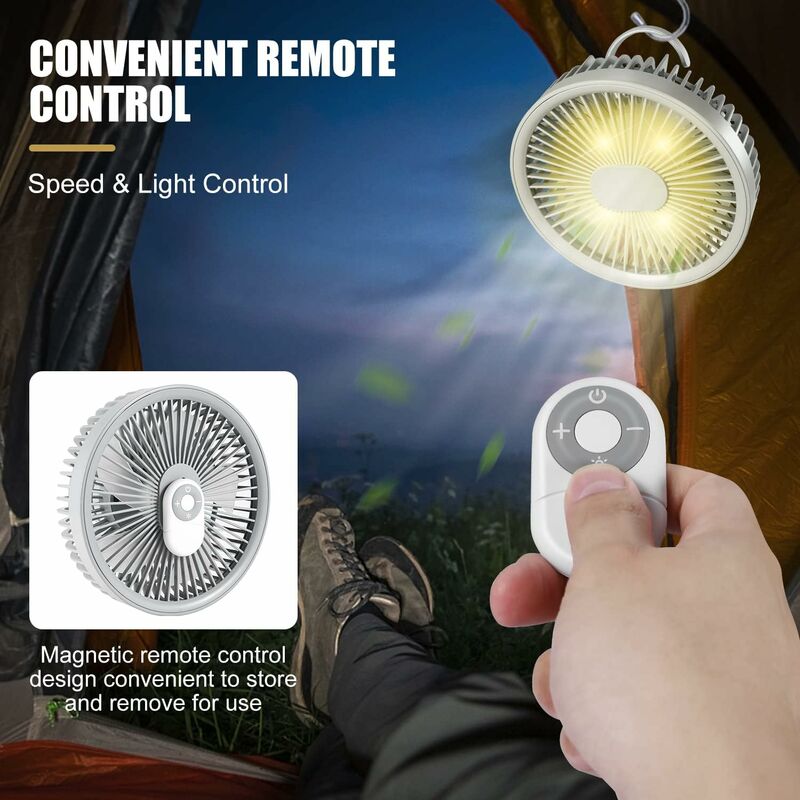 CONOPU Ventilateur Portable USB 3 Vitesses Avec Lumière LED, Diffuseur Et Power Bank