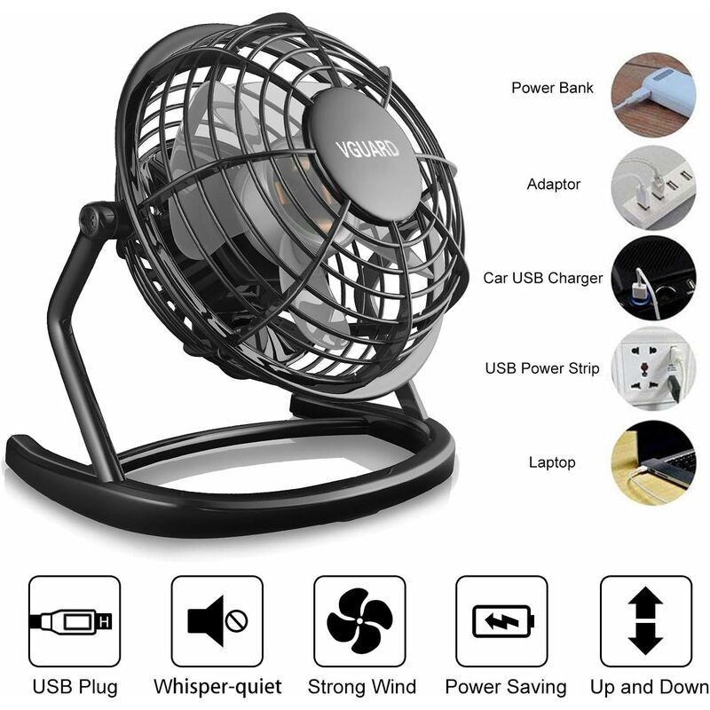 VGUARD Mini Ventilateur USB Fan, 360 Degrés Rotation, Portable de