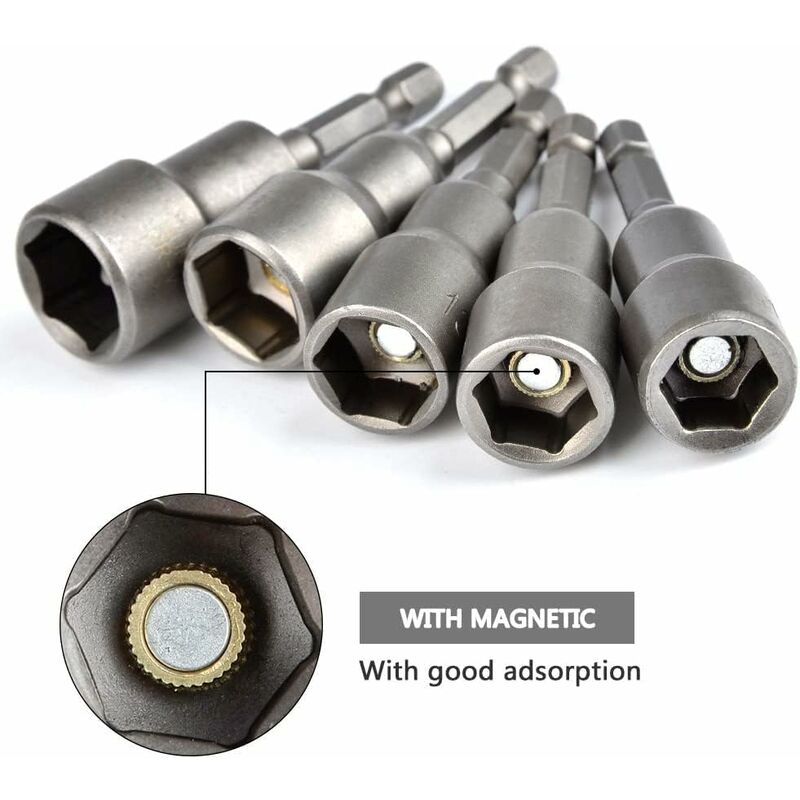TXXATX Lot de 10 douilles hexagonales 10 mm pour visseuse sans fil - Aimants hexagonaux - Adaptateur de douille 1/4 - Pour clé à douille, perceuse à main