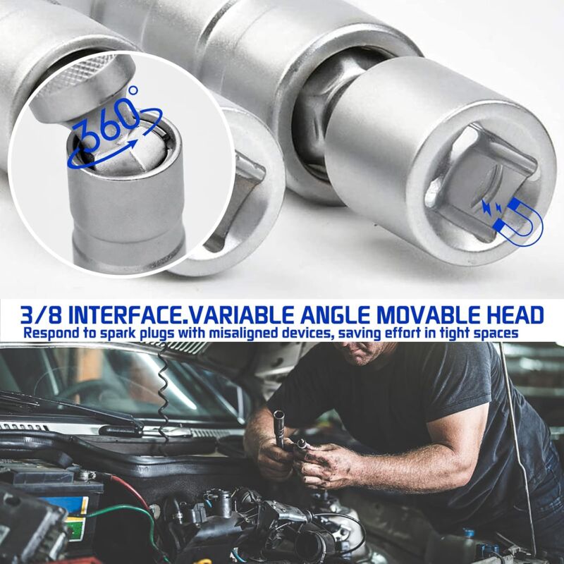 JNNJ Clé à Bougie Magnétique Universelle 14mm & 16mm - Outil De Retrait Puissant Pour Bougies D'Allumage Auto