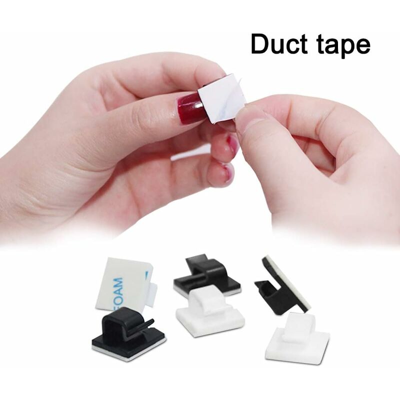 10 Attaches Câbles Auto-adhésives Vinabo - Gestion Des Câbles TV, PC, Bureau - Noir - Nylon Durable