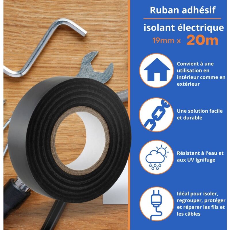 Autres 5 Rouleaux De Noir PVC électrique Ruban Isolant Isolation 18mm X 25m L’UE
