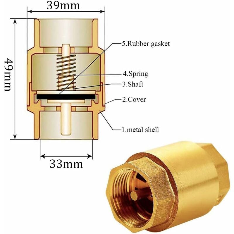 CLAPET ANTI-RETOUR CLAPET Anti-retour Laiton Contrôle Clapets Haute