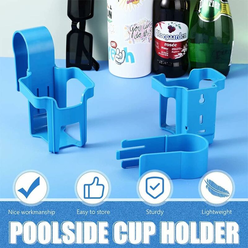 Lot 4 Porte-Gobelets Piscine Clip – Étagère Bord Piscine Détachable Pour Boissons & Accessoires Été