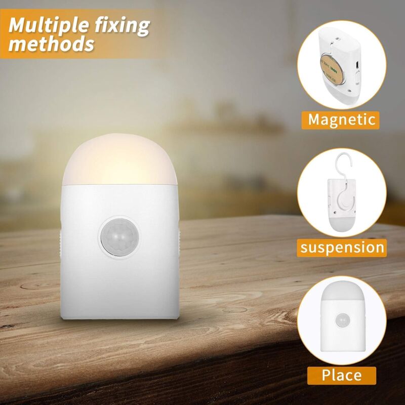 Lot De 4 Veilleuses LED à Détection De Mouvement, Rechargeables Par USB – Blanc Froid