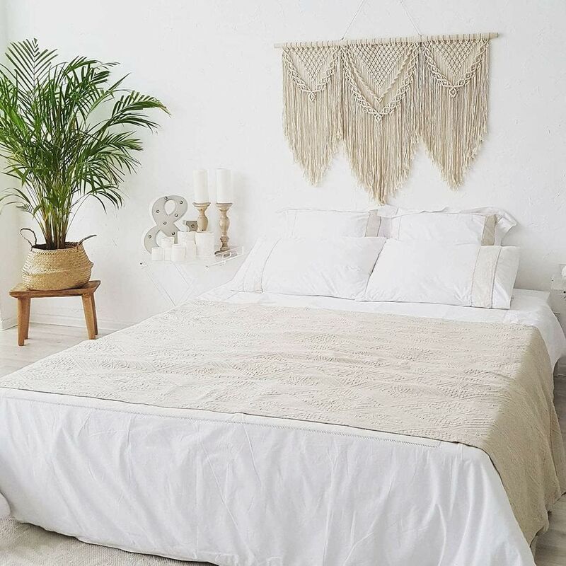 Étagère Murale Bohème En Macramé Tissée À La Main Pour Tapisserie