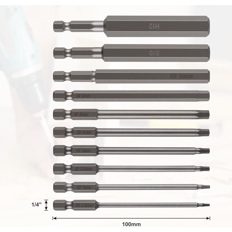 Clés Allen Saipor Kit De 6 Embouts Tournevis Hexagonaux 100mm - H1.5 à H6 - Acier S2 Magnétique - Pour Outils électriques Et Manuels Embouts Tournevis H1-H6