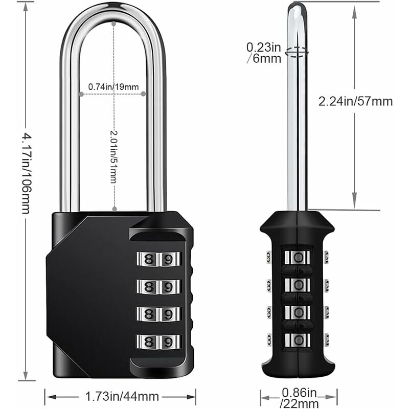 Cadenas à Combinaison à 3 Chiffres Pour Casier – Lot De 4 Verrous