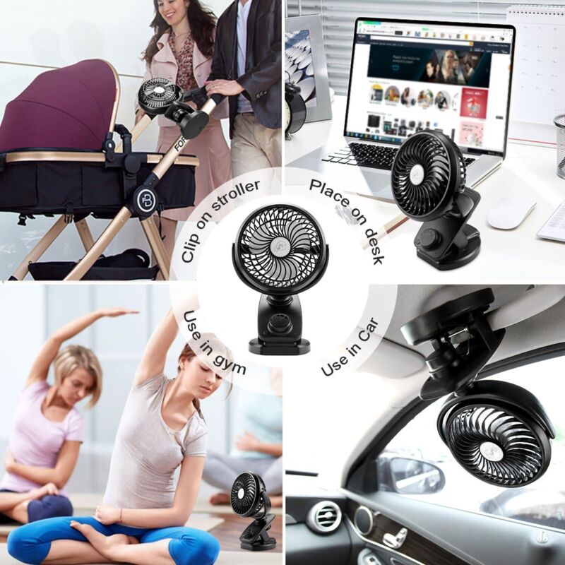 Mini Ventilateur De Poussette, Ventilateur De Siège De Voiture De Lit B B Portable Bureau Personnel Avec Piles Rechargeables Usb Pour Chambre Ext Rieur