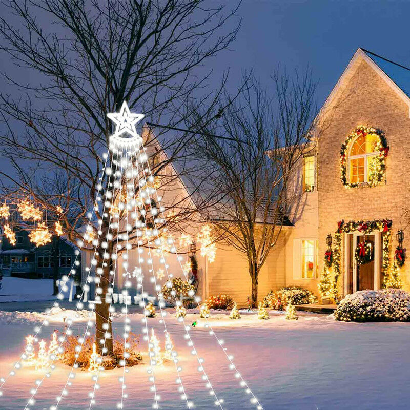 350 LED Guirlande Lumineuse Sapin de Noel Avec Etoile, 9*3m Rideau Lumineux  Sapin de Noel Multicolore, Télécommande, 8 Modes D'éclairage, Decoration  Noel Extérieur et Intérieur 