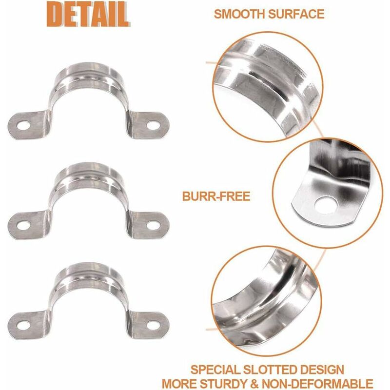20 Colliers De Serrage Carrés Acier Inox 304 – 20x20 Mm, Pour Tubes, Portes, Fenêtres