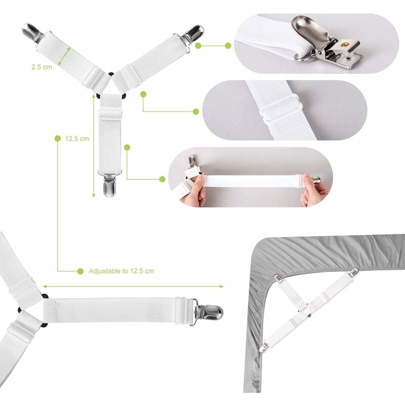 Lot De 10 Attaches élastiques à Clip - Pour Fixer Manches à Air, Drapeaux, Bâches - Noir