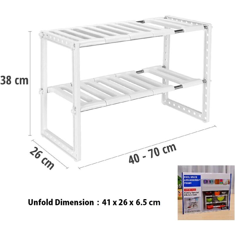 Organisateur Sous évier Extensible 53-93cm - Avec 4 Plateaux Et 4 Paniers - Hauteur Réglable - Pour Cuisine Ou Salle De Bain