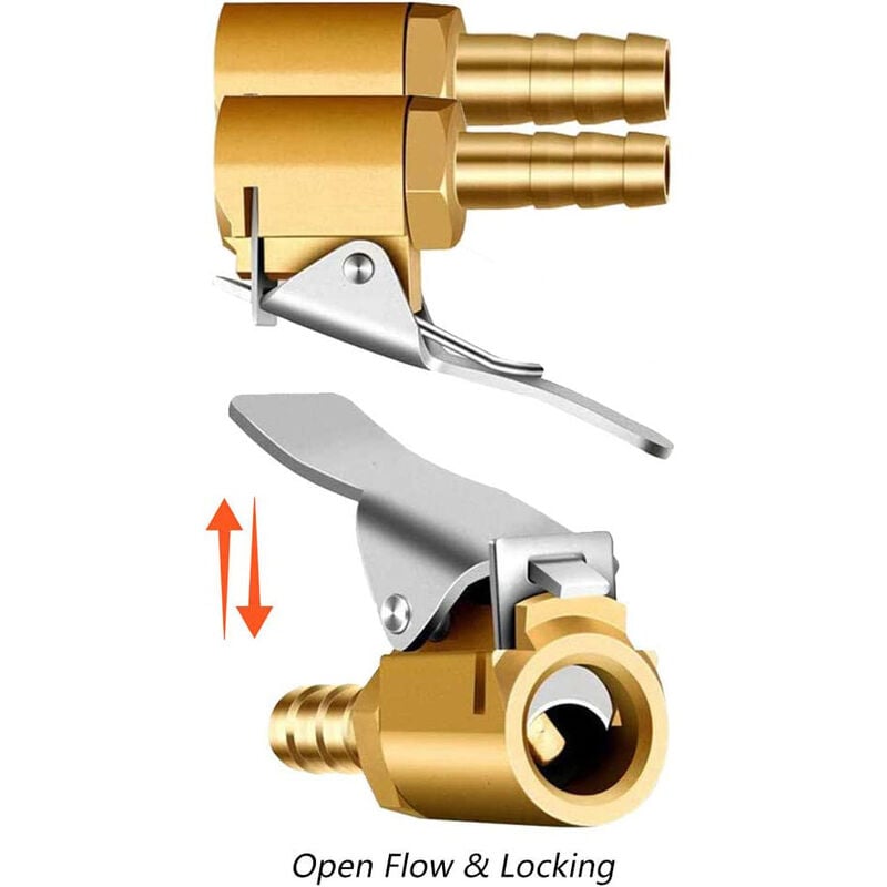 Yeepeo Lot De 2 Mandrins à Air De 8 Mm En Laiton Pour Valve De Pneu De Voiture, Adaptateur De Buse Filetée Pour Pompe à Air De Voiture, Camion