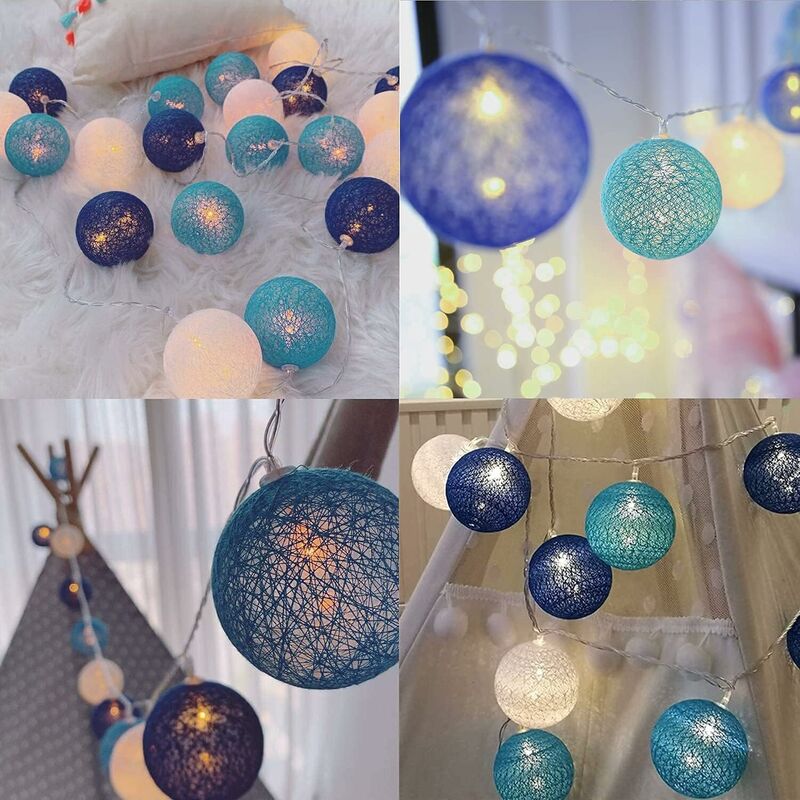 Guirlande Lumineuse Boules LED 1.5M 10 Boules - Lumière Romantique Turquoise Pour Noël, Mariage Et Saint Valentin
