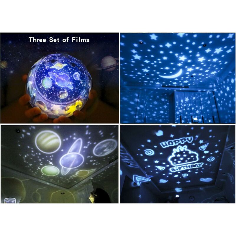 Lampe Projecteur Étoiles InnovTec - Veilleuse Romantique Tournante Avec Musique Pour Chambre