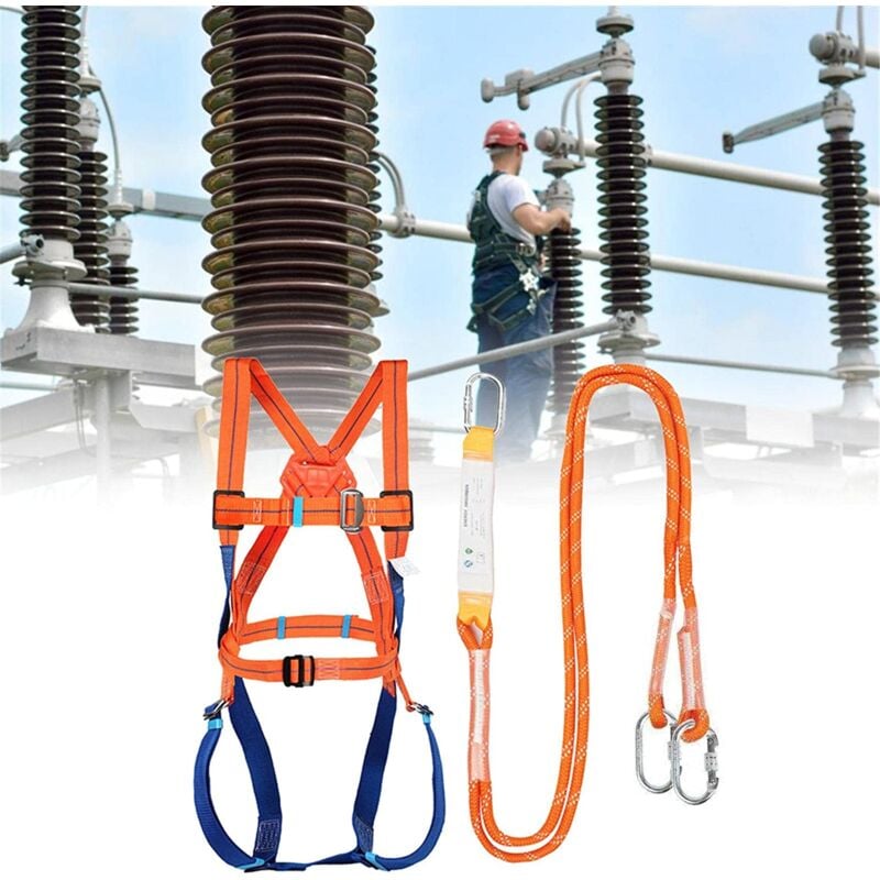 Harnais Antichute Harnais Anti-Chute 5 Points - Baudrier Escalade Ergonomique - Travail En Hauteur + Gants Kit Antichute Avec Gants Réglable