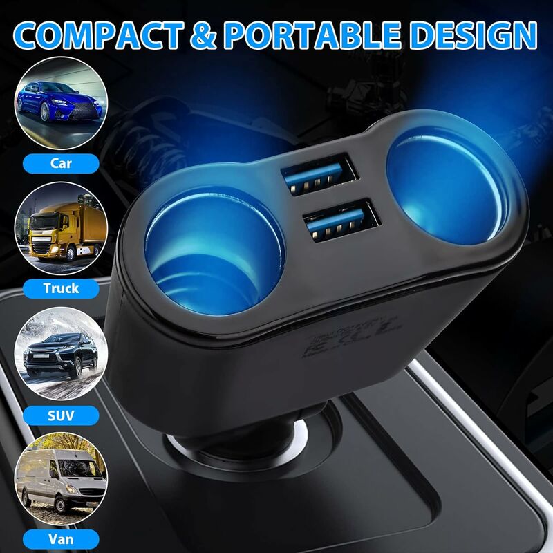 Prise Allume Cigare 12v BYGD Convertisseur De Courant De Voiture 150 W Pour Vu00e9hicules, DC 12 V Vers 110 V AC Avec 1 Prise Allume-cigare, 3 Prises AC, Double Ports USB De